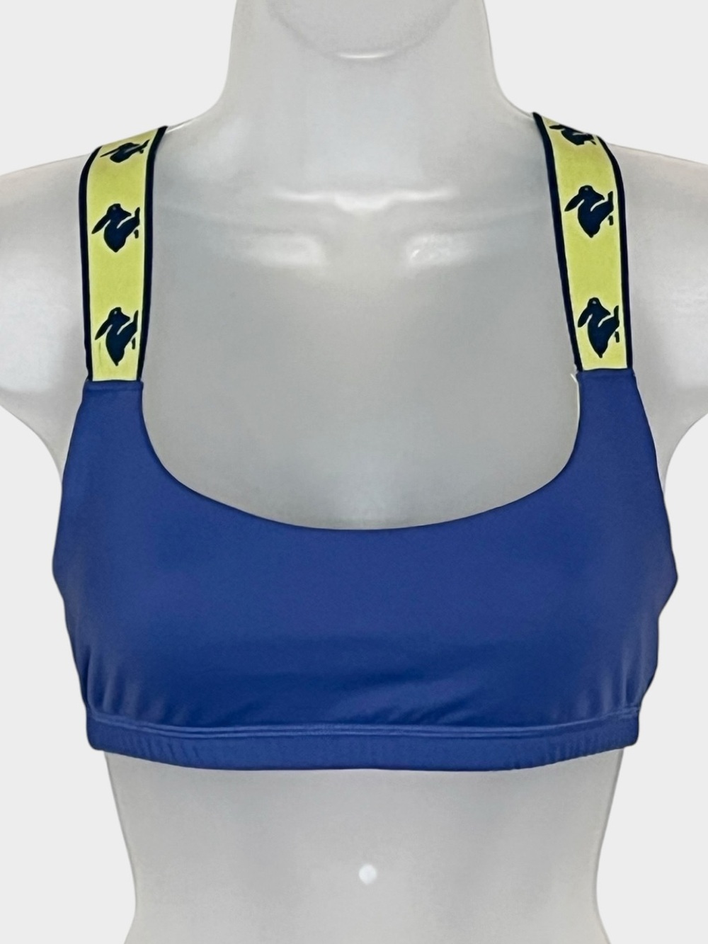 RABBIT Activewear Sports Bra Blue Neon Strap Detail Size Small Athleisure